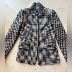 J. Crew Black and Brown Houndstooth Blazer